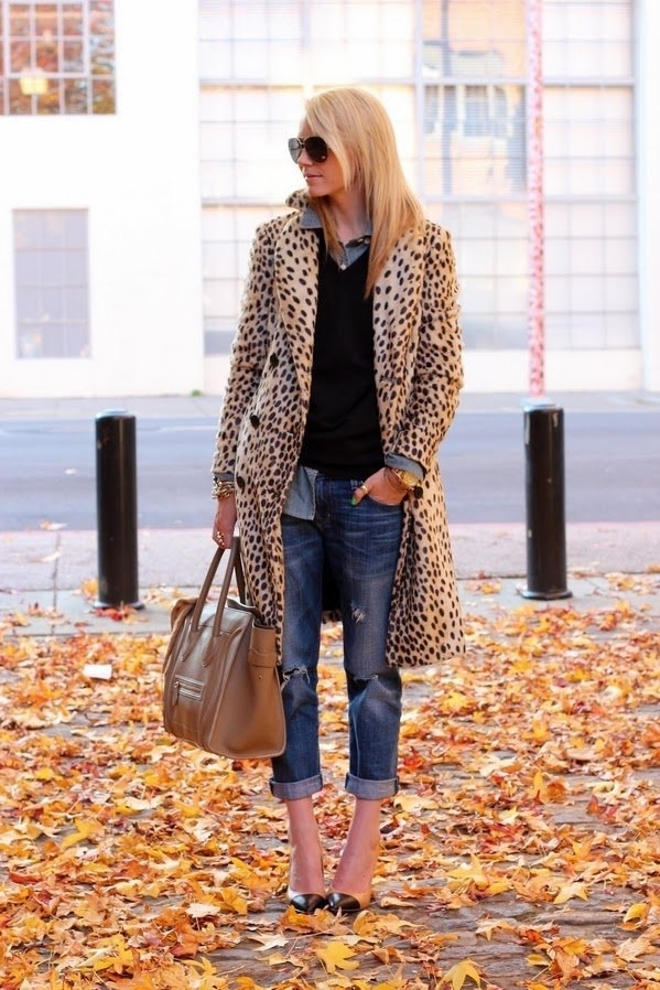 Как носить леопардовое пальто